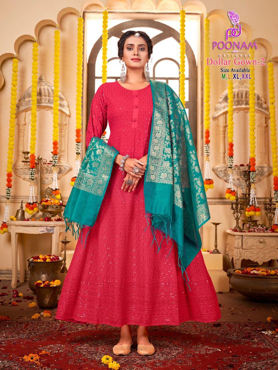 Poonam Dollar Gown 2 Wholesale Kurti With Dupatta Collection